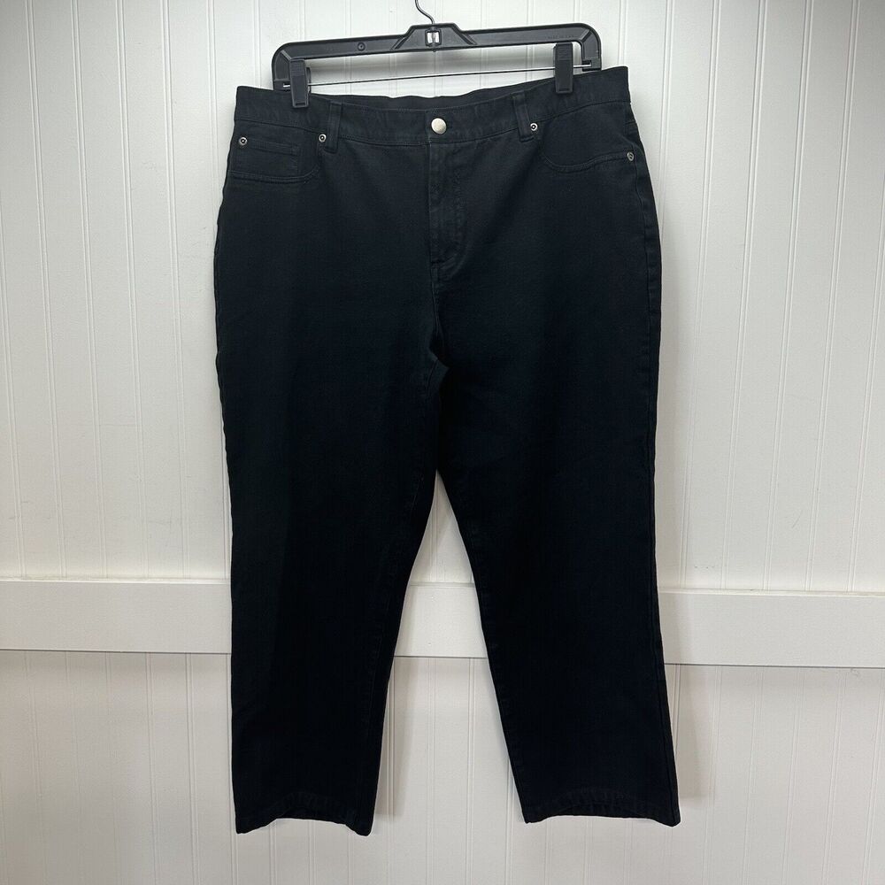 Chicos Jeans 3 Short Womens 16 Straight Crop Black Stretch Denim Comfort